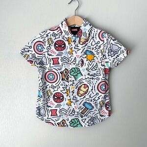 Marvel AOP Short Sleeve Button Shirt 4T 100% Cotton